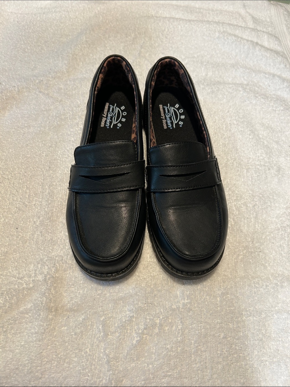 Skechers Black Leather Slip-On Loafers